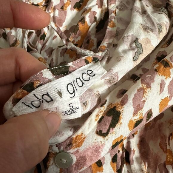 Lola Grace Pink Orange Leopard Print Button Down Smocked Flutter Sleeve Dress - Picture 7 of 10